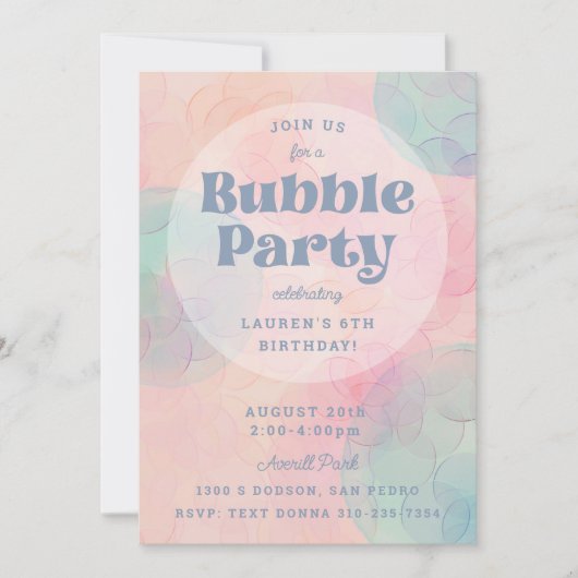 Invitation Bubbly Bubble Party Anniversaire (Devant)