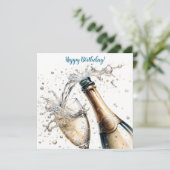 Invitation Bubbly champagne Joyeux anniversaire (Debout devant)