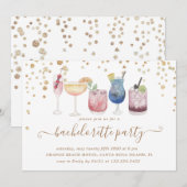 Invitation Bubbly Cocktails Gold Parties scintillant Bachelor (Devant / Derrière)