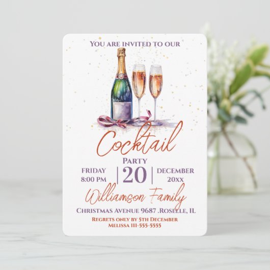 Invitation Bubbly de fête (Debout devant)