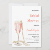 Invitation Bubbly déjeuner perles de poursuites rose Fête des (Devant)
