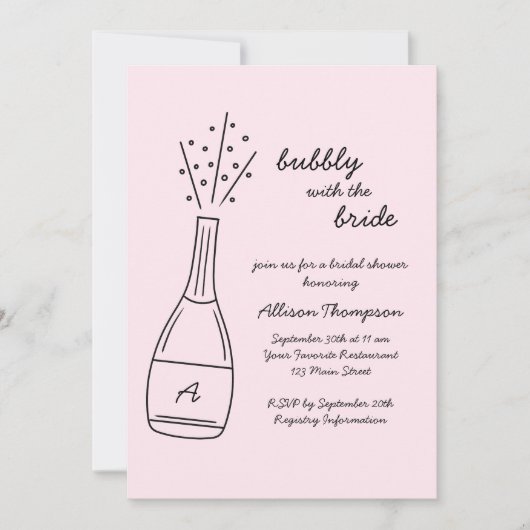Invitation Bubbly Popping Champagne Bottle Bridal Shower (Devant)