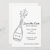Invitation Bubbly Popping Champagne Bottle Save the Date (Devant / Derrière)
