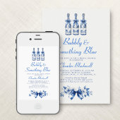 Invitation Bubbly quelque chose de Blue Chinoiserie Fête des 