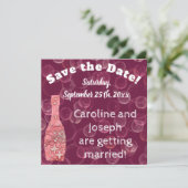 Invitation Bubbly Rose Champagne Bottle & Stars (Debout devant)
