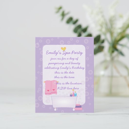 Invitation Buble Bath Party (Debout devant)