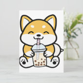 Invitation Buble Tea Boba Corgi (Debout devant)