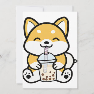 Invitation Buble Tea Boba Corgi
