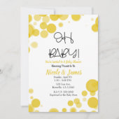 Invitation Bubles à points Polka Jaune et Blanc OH Baby showe (Devant)