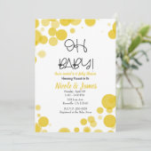 Invitation Bubles à points Polka Jaune et Blanc OH Baby showe (Debout devant)