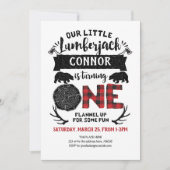 Invitation bûcheron, Plaid Buffalo, Forêt, 1er anniversaire (Devant)