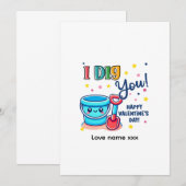 Invitation Bucket & Spade Gift idea “I Dig You” Valentine (Devant / Derrière)