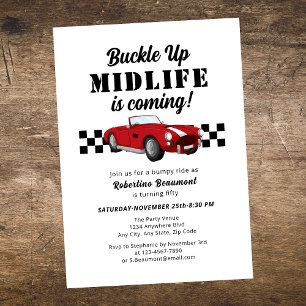 Invitation Buckle Up Funny Midlife Car 50e anniversaire