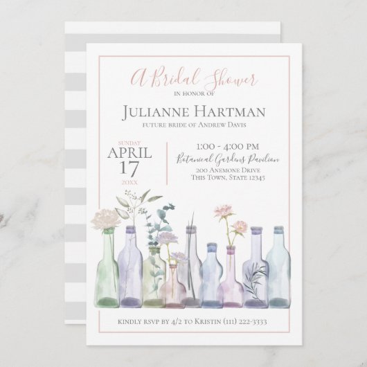 Invitation Bud Vases Wedding shower botanique (Devant / Derrière)