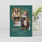 Invitation Budget 4 Collage photo Jade Green Graduation Party (Debout devant)
