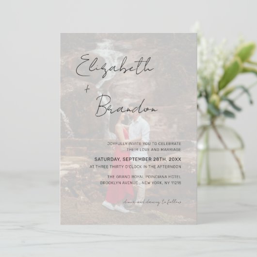 Invitation Budget 5 Photos Mariage QR Code RSVP (Debout devant)