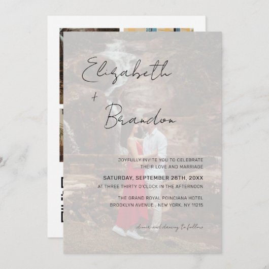 Invitation Budget 5 Photos Mariage QR Code RSVP (Devant / Derrière)