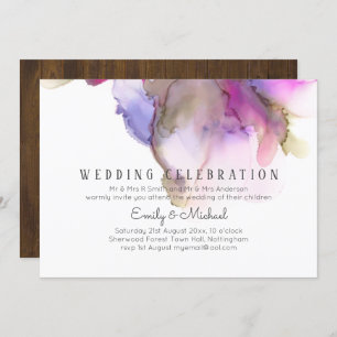 Invitation Budget Abstrait Rainbow Purple Mariage
