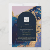 Invitation Budget Agate Blue Gold Wedding Inviter QR Code RSV (Dos)