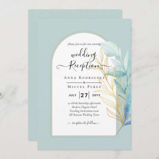 Invitation BUDGET All-in-1 Mariage d'armature en laiton doré (Devant / Derrière)