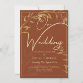 Invitation Budget All-in-1 Rustic Terracotta GOLD Mariage (Devant)