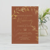 Invitation Budget All-in-1 Rustic Terracotta GOLD Mariage (Debout devant)