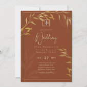Invitation Budget All-in-1 Rustic Terracotta GOLD Mariage (Devant)