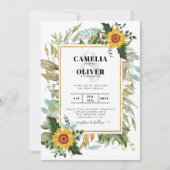 Invitation BUDGET All-in-1 Rustique tournesols Mariage de ver (Devant)