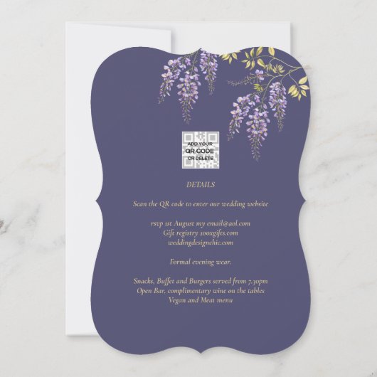 Invitation BUDGET All-In-1 Wisteria Dusty Purple Gold Mariage (Dos)