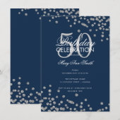 Invitation Budget Anniversaire Argent Parties scintillant Con (Devant / Derrière)