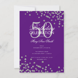 Invitation Budget Anniversaire Argent Parties scintillant Con