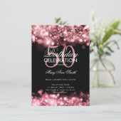 Invitation Budget Anniversaire Fête Élégant Rose Lumières Or (Debout devant)