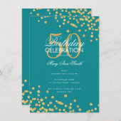 Invitation Budget Anniversaire Parties scintillant d'or Confe (Devant / Derrière)