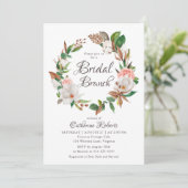 Invitation Budget Aquarelle rose Fête des mariées florale Bru (Debout devant)