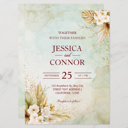 Invitation Budget Automne Aquarelle simple Mariage (Devant / Derrière)