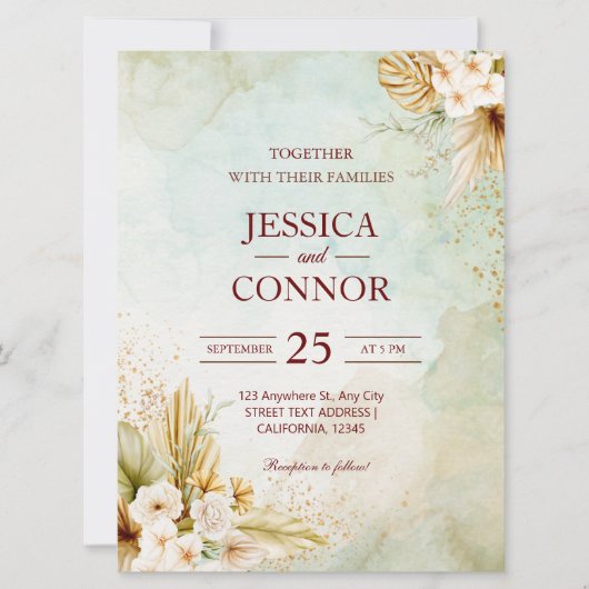 Invitation Budget Automne Aquarelle simple Mariage (Devant)