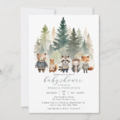 Invitation Budget Baby shower d'aquarelle des bois (Devant)