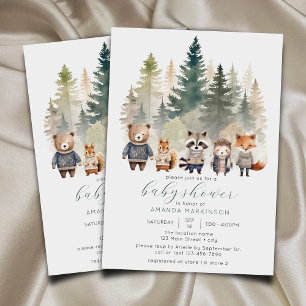 Invitation Budget Baby shower d'aquarelle des bois