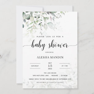 Invitation Budget Baby shower vert neutre pour les femmes