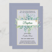 Invitation Budget BAPTISM Baptiser la verdure Feuilles Invita (Devant / Derrière)
