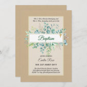 Invitation Budget BAPTISM Baptiser la verdure Feuilles Invita (Devant / Derrière)
