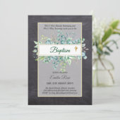 Invitation Budget BAPTISM Baptiser la verdure Feuilles Invita (Debout devant)