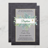 Invitation Budget BAPTISM Baptiser la verdure Feuilles Invita (Devant / Derrière)