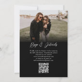 Invitation Budget Black Modern Photo Script Code QR Mariage (Dos)