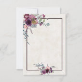 Invitation Budget blanc Bourgogne et mariage floral rose Inv (Devant)