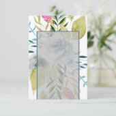 Invitation Budget blanc Fleurs aquarelles bleues mariage  (Debout devant)