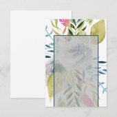 Invitation Budget blanc Fleurs aquarelles bleues mariage  (Devant / Derrière)