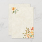 Invitation Budget blanc mariage à fleurs orange et jaune (Devant / Derrière)