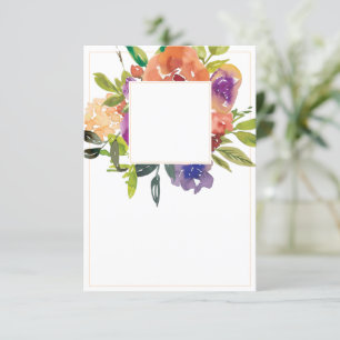 Invitation Budget blanc mariage à fleurs orange et violet