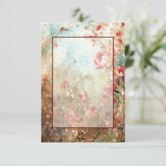 Invitation Budget blanc mariage à fleurs rose (Debout devant)